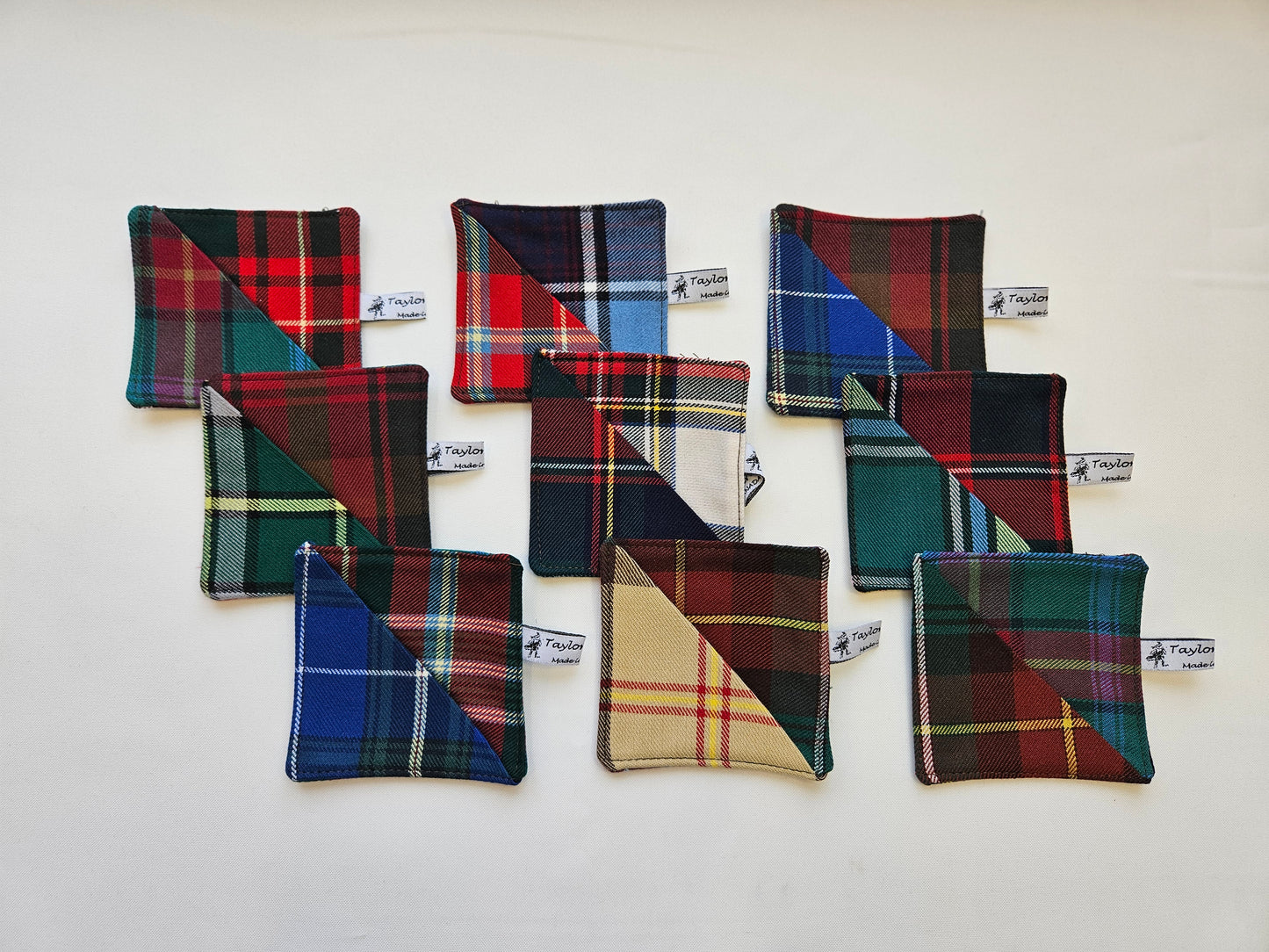 tartan corner book marks made with upcycled tartan fabric