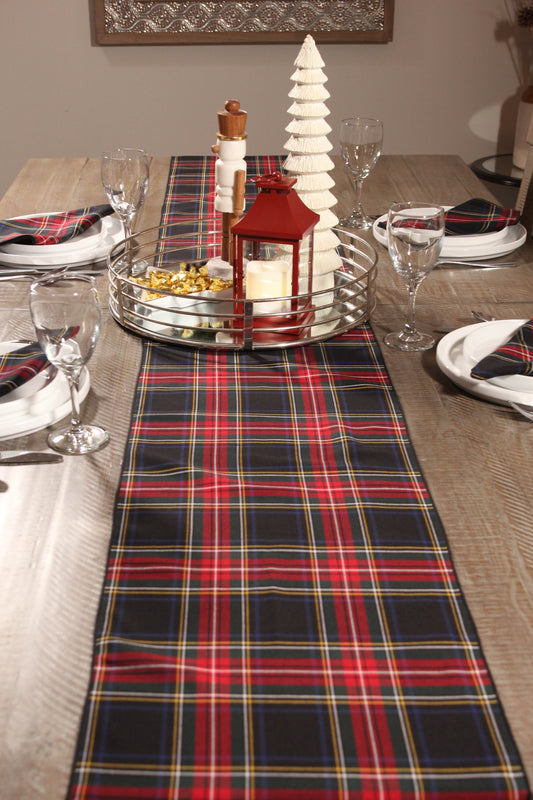 Black Stewart Tartan Table Runner