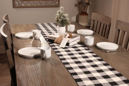 Black and White Buffalo Check Farmhouse Table Runner