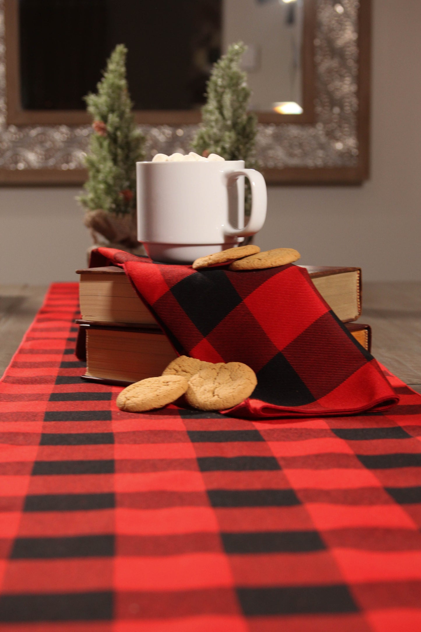 Red and Black Buffalo Check Table Runner