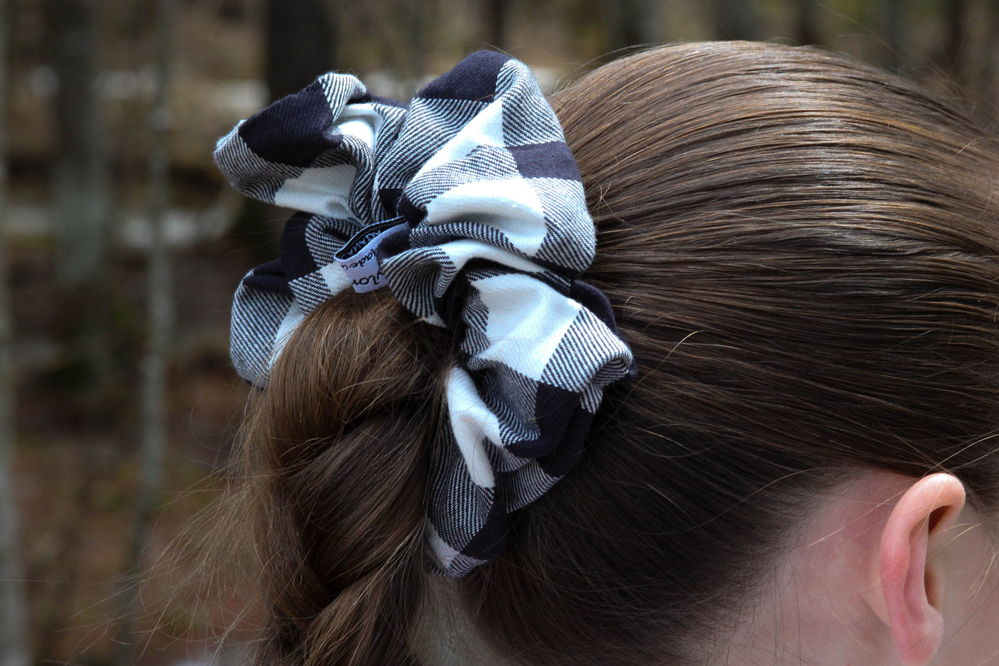 Black and White Buffalo Check Scrunchie