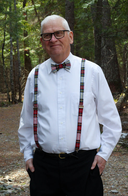 Dress Stewart Tartan Suspenders and Bowtie