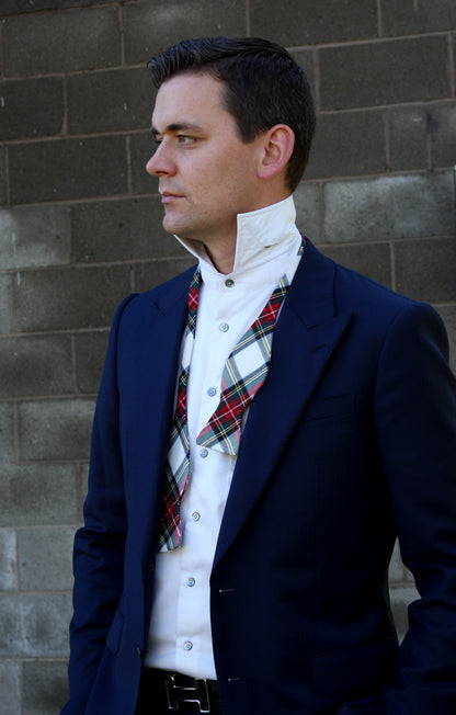 White Dres Stewart Tartan Freestyle Bow Tie