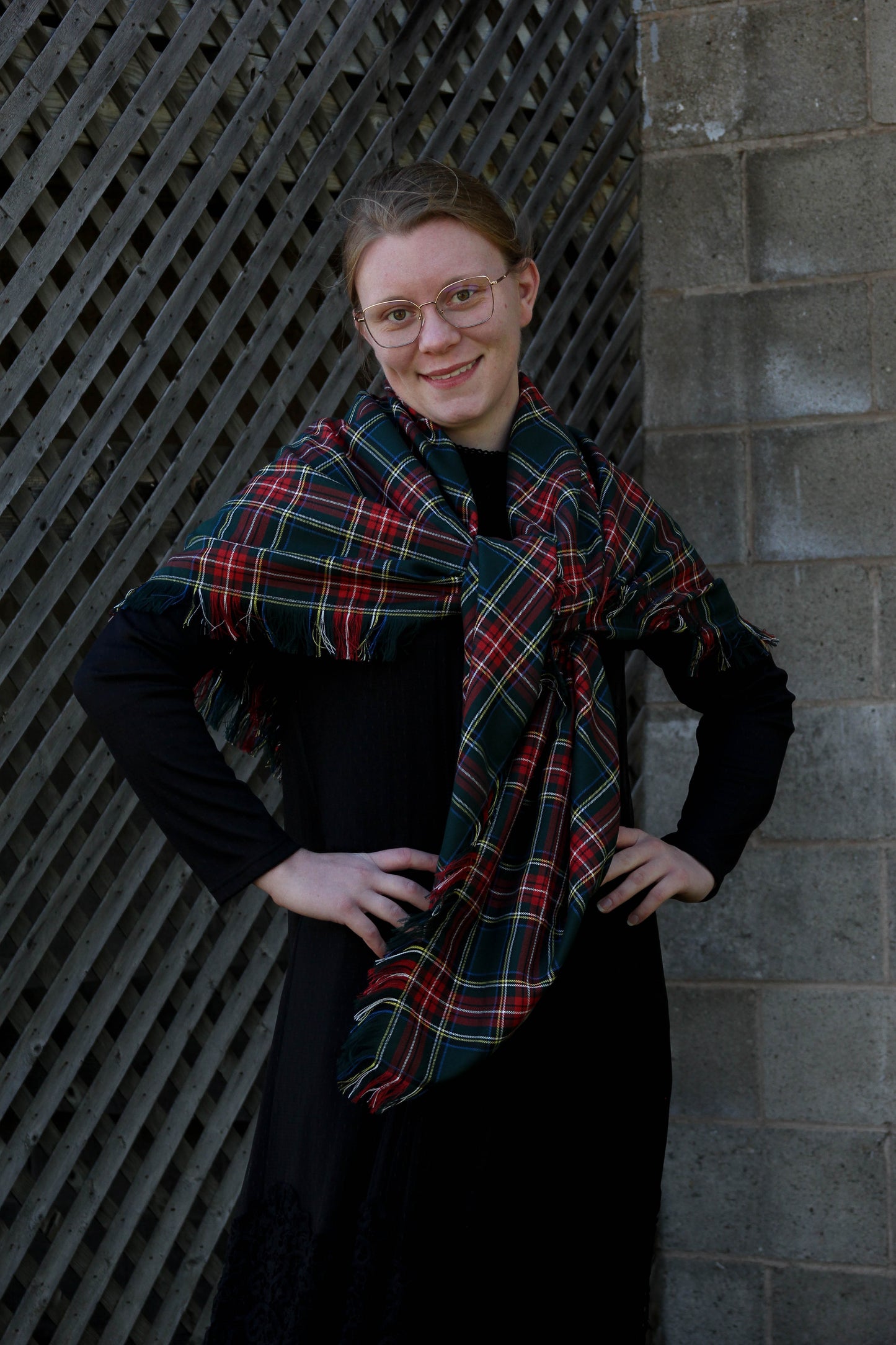 Green Stewart Tartan Blanket Scarf for Bridal Wrap