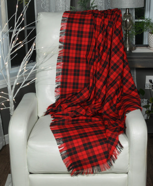 Red and Black Tartan Throw