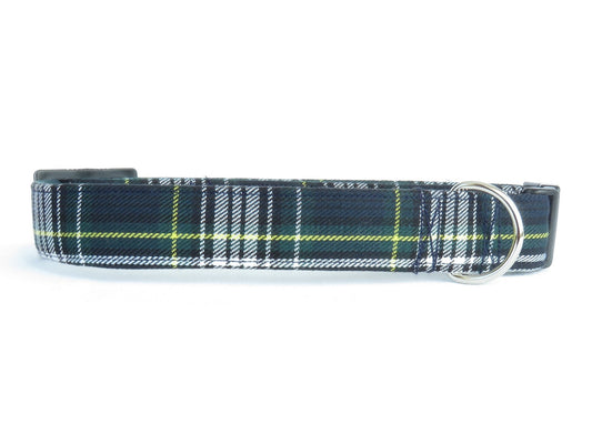 Navy and Green Plaid Pet Collar