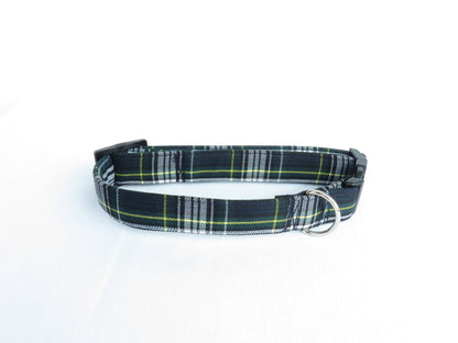 Collier pour animaux de compagnie à carreaux bleu marine et vert en tartan