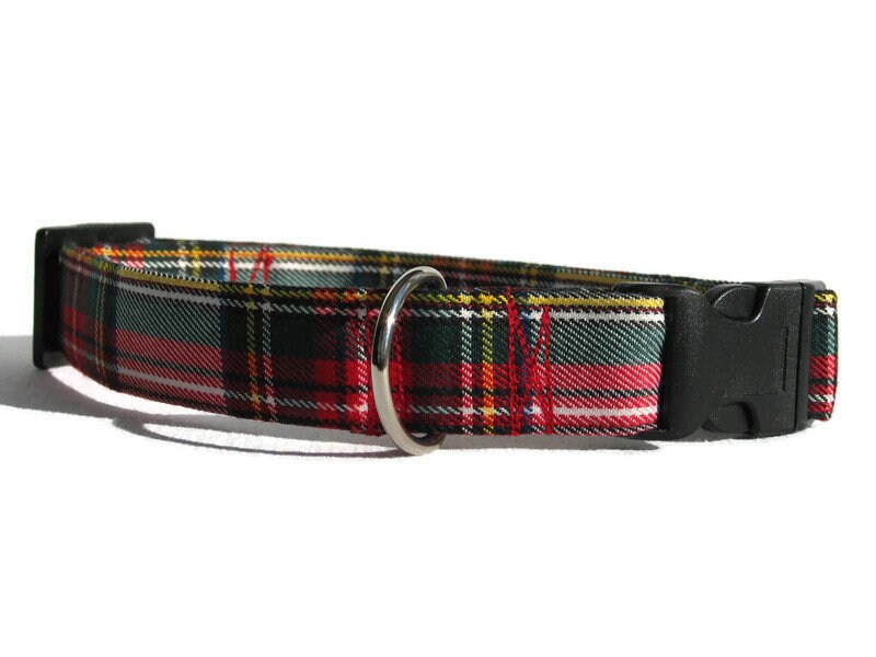 Robe Stewart Tartan Dog Collar en plaid rouge et blanc