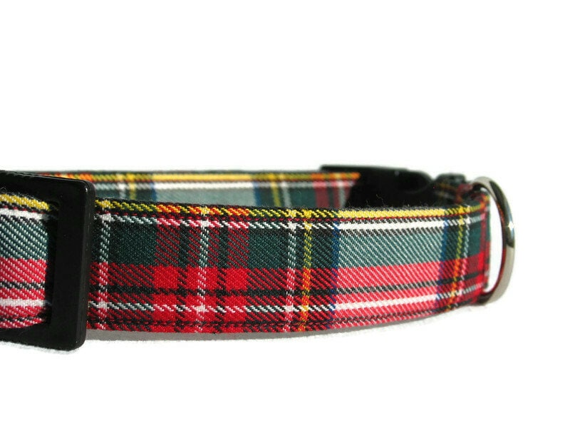 Robe Stewart Tartan Dog Collar en plaid rouge et blanc