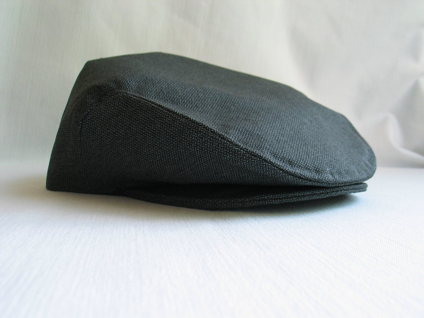 Black and Gray Herringbone Wedding Flat Cap