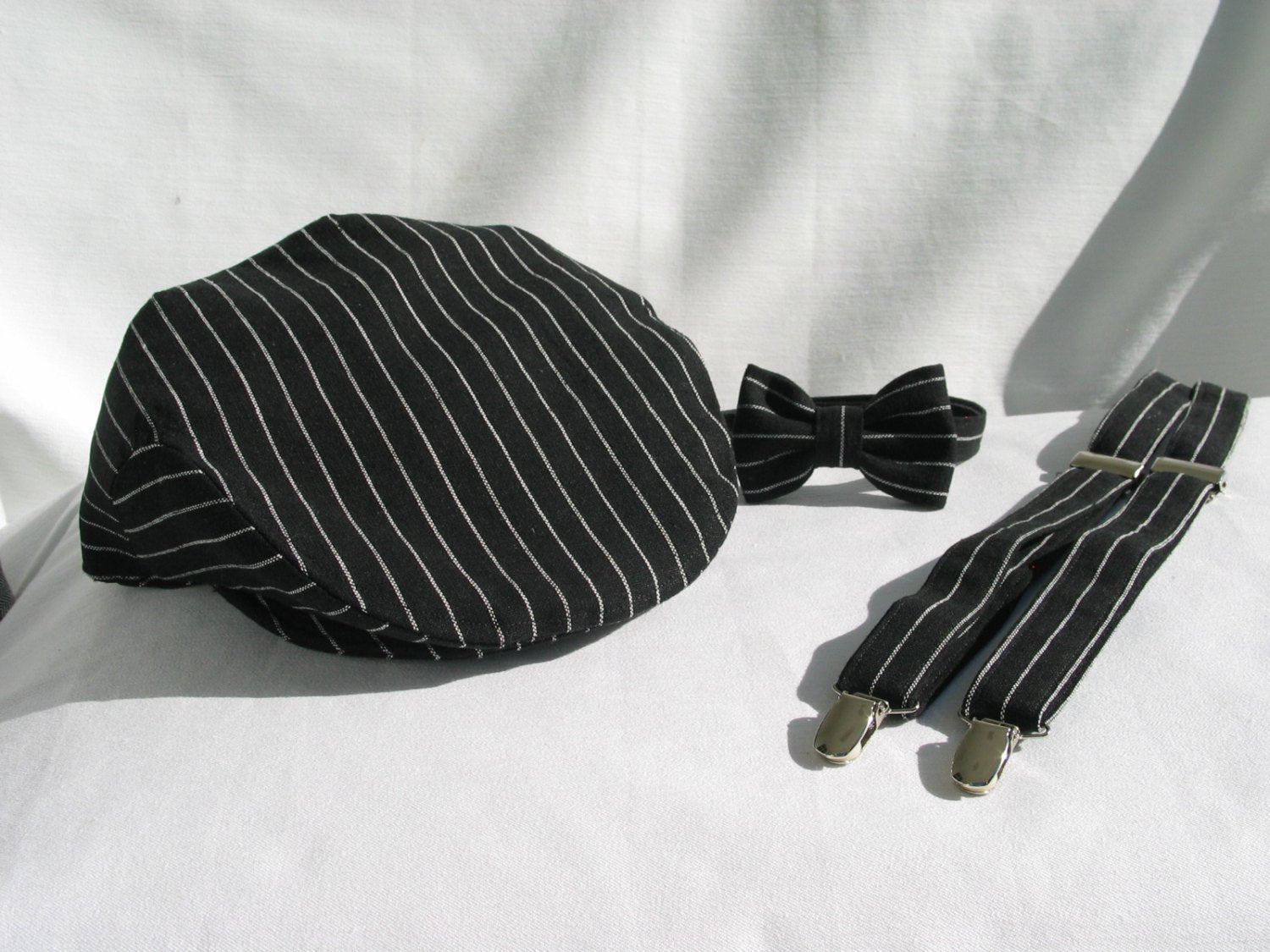 Black and White Braces, Bow Tie and Flat Cap-Taylors Tartans