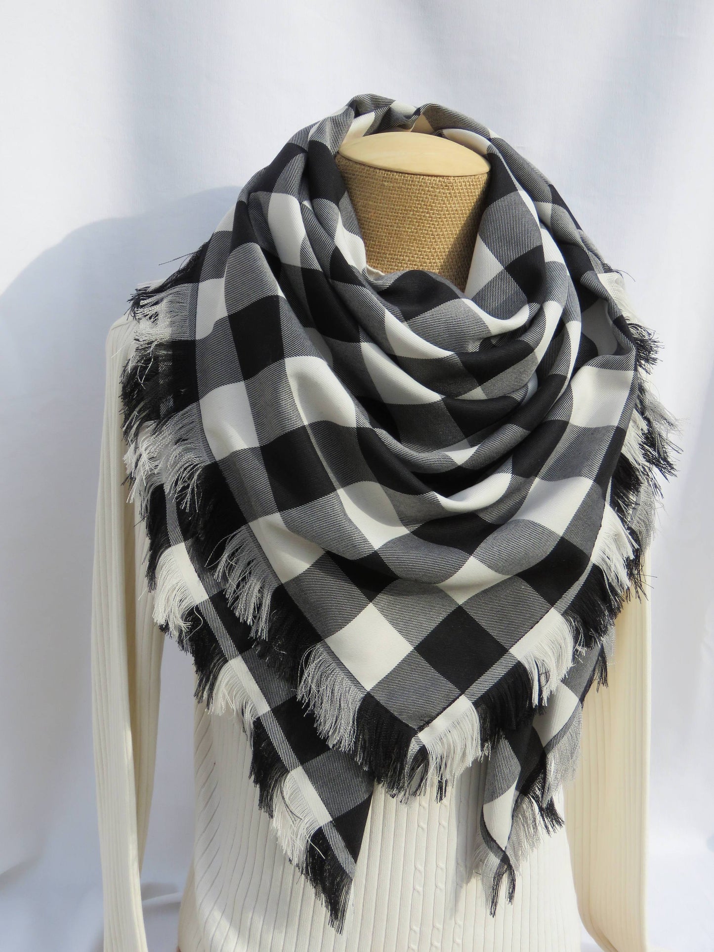 Black and White Buffalo Check Blanket Scarf-Taylors Tartans