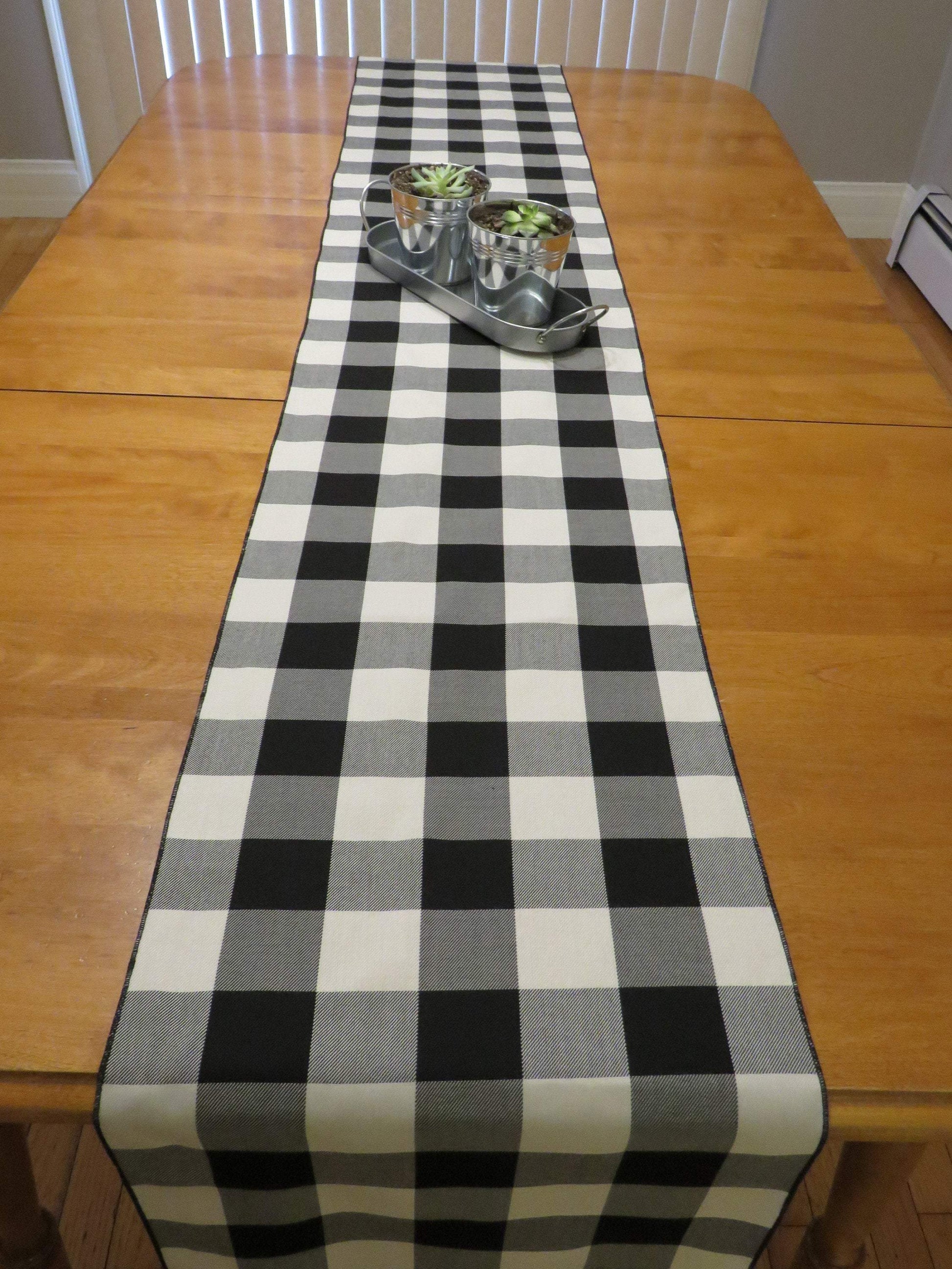 Black and White Buffalo Check Farmhouse Table Runner-Taylors Tartans