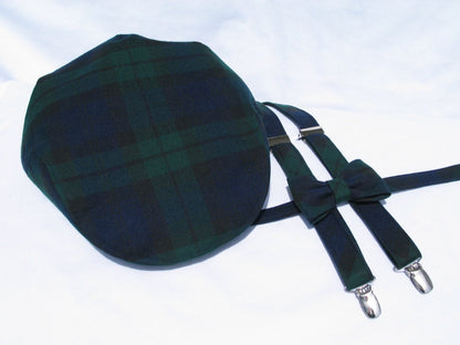 Black Watch Tartan Flat Cap Bow Tie and Suspenders-Taylors Tartans