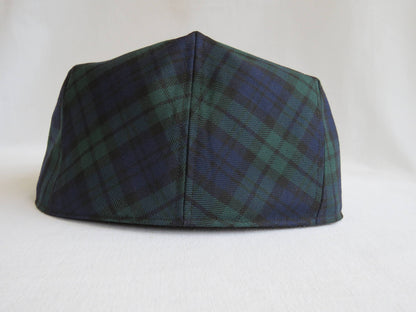 Black Watch tartan flat cap hat back view - Taylors Tartans