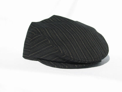 Black with Cream Pinstripe Hat Suspenders Bow Tie