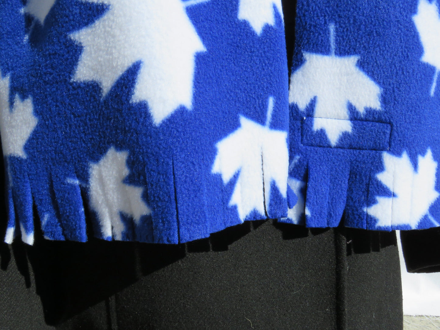 Blue with White Maple Leaf Fleece Scarf