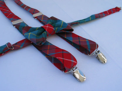 British Columbia Tartan Flat Cap Bow Tie Suspenders-Taylors Tartans