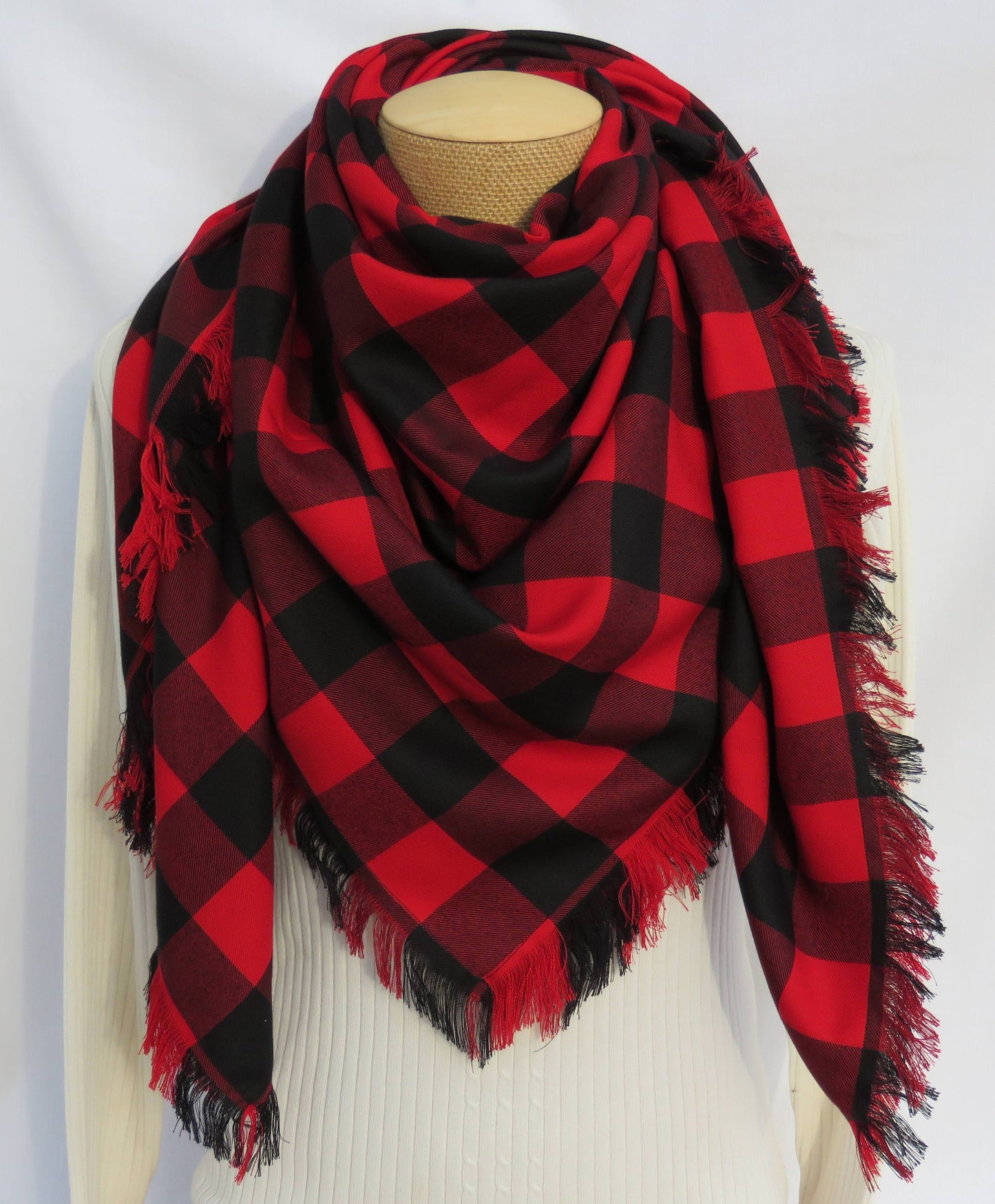 Buffalo Check Blanket Scarf in Red and Black-Taylors Tartans