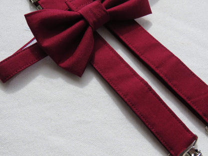 Burgundy Bow Tie Suspenders-Taylors Tartans