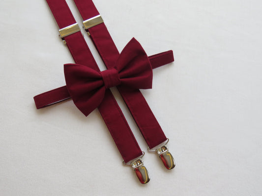 Burgundy Bow Tie Suspenders-Taylors Tartans