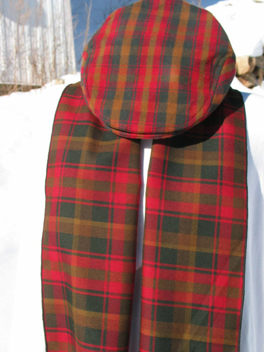 Canadian Maple Leaf Tartan Flat Cap and Scarf Set-Taylors Tartans