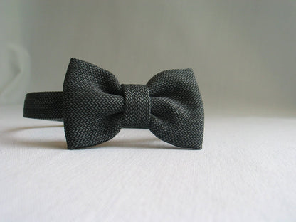 Dark Gray Herringbone Bow Tie-Taylors Tartans