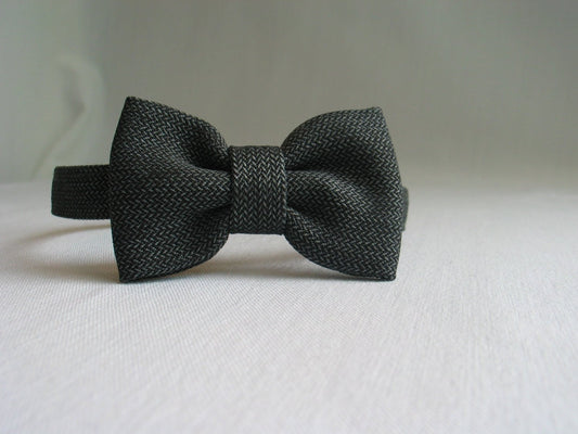 Dark Gray Herringbone Bow Tie-Taylors Tartans