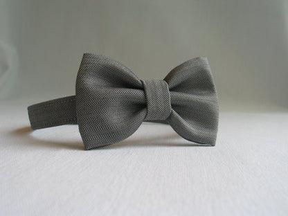 Gray Herringbone Bow Tie-Taylors Tartans