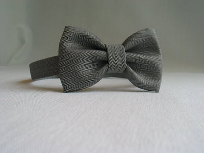 Gray Herringbone Bow Tie-Taylors Tartans