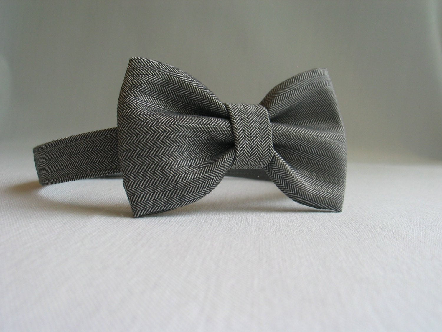 Gray Herringbone Bow Tie-Taylors Tartans