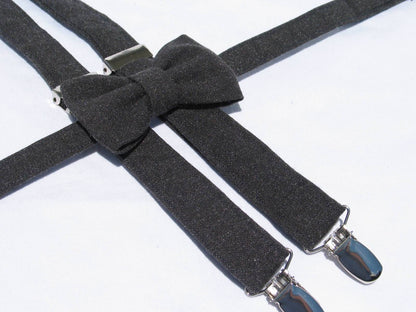 Gray Suspenders and Bow Tie-Taylors Tartans