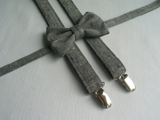 Gray Tweed Suspenders and Bow Tie-Taylors Tartans