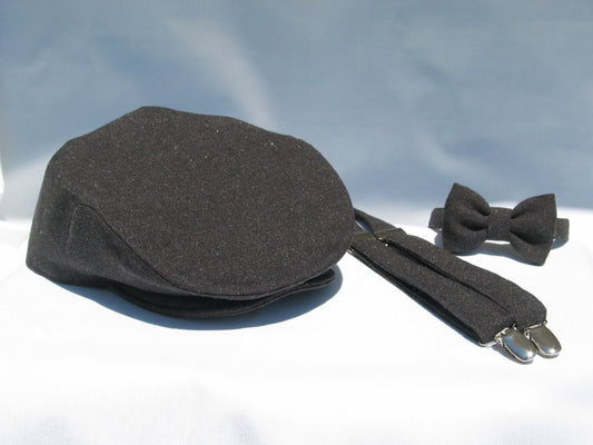 Noeud papillon à bretelles pour casquette gavroche gris anthracite