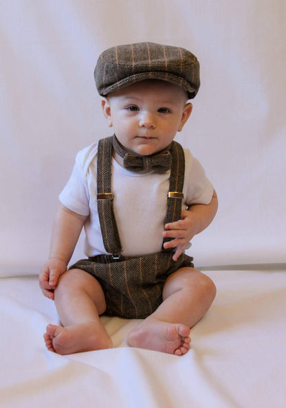 Newsboy Diaper Cover Suspenders Bow Tie Set-Taylors Tartans