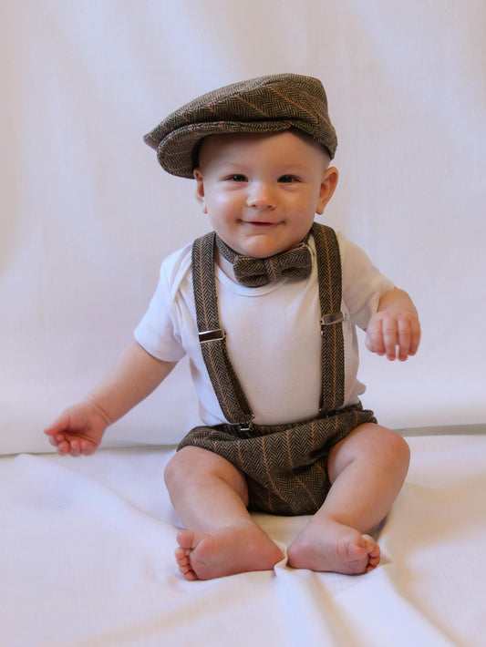 Newsboy Diaper Cover Suspenders Bow Tie Set-Taylors Tartans