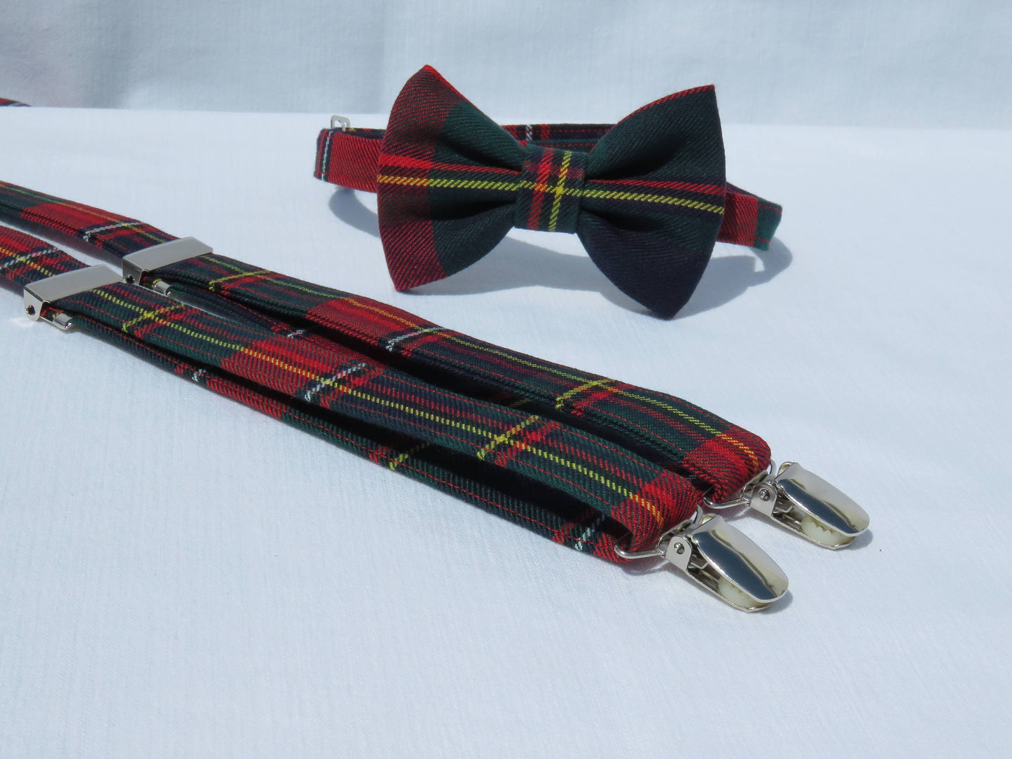 Quebec Tartan Suspenders and Bow Tie Set