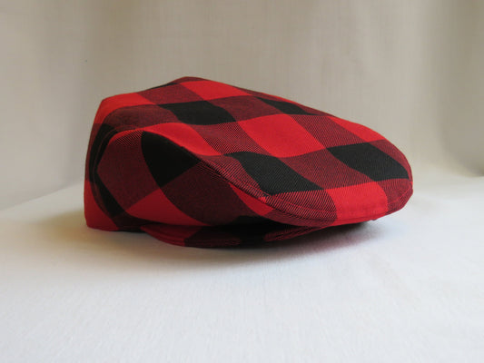 Red and Black Buffalo Check Flat Cap-Taylors Tartans