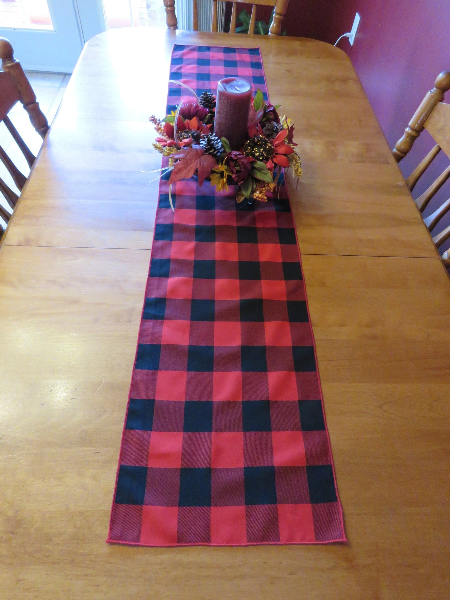 Red and Black Buffalo Check Table Runner-Taylors Tartans