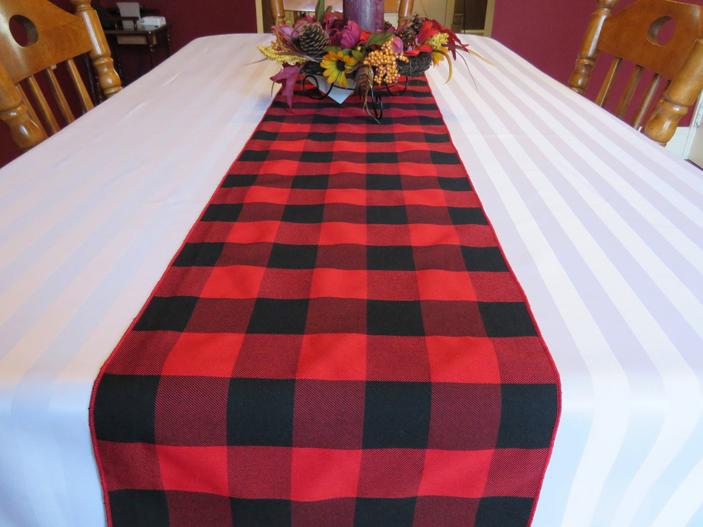 Red and Black Buffalo Check Table Runner