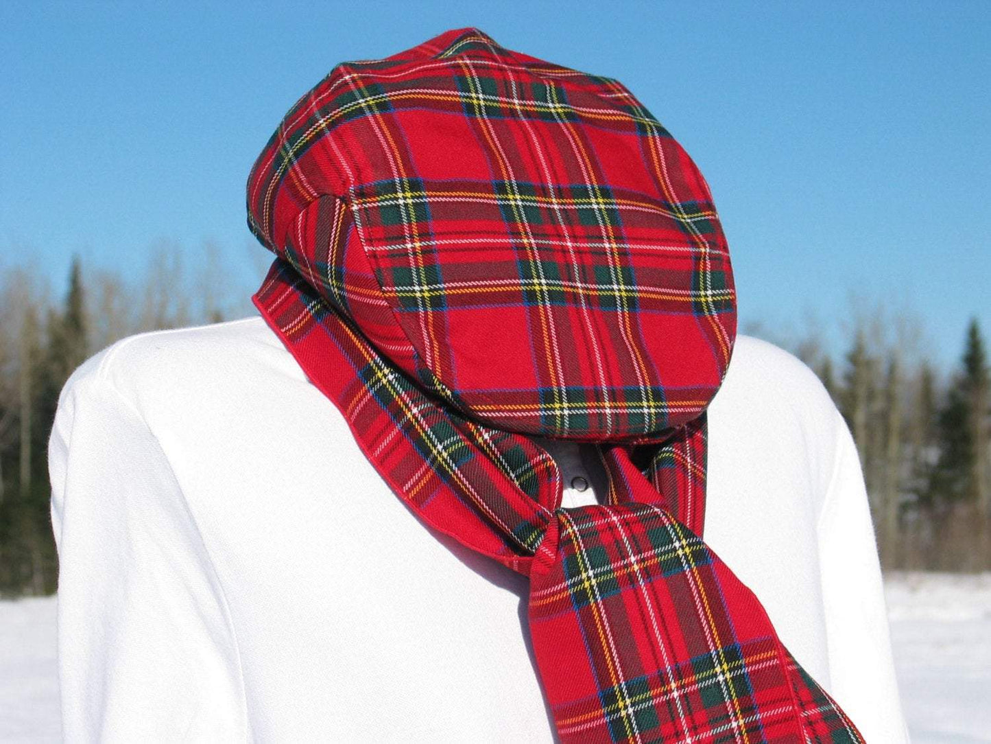 Casquette plate et écharpe Royal Stewart Tartan Newsboy