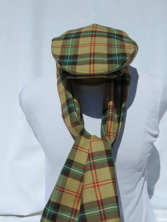 Saskatchewan Tartan Flat Cap and Scarf-Taylors Tartans