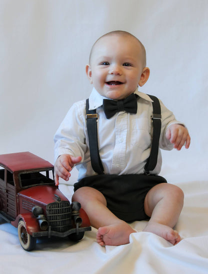 Suspenders Bow Tie and Diaper Cover Set-Taylors Tartans