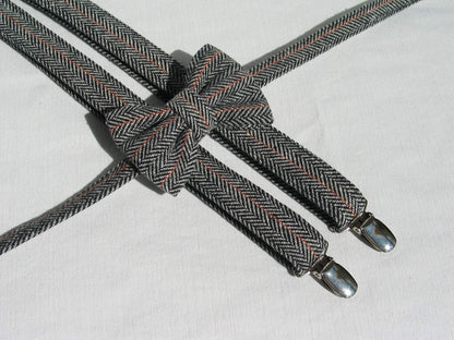 Wool Herringbone Suspenders Bow Tie-Taylors Tartans