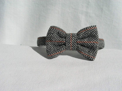 Wool Herringbone Suspenders Bow Tie